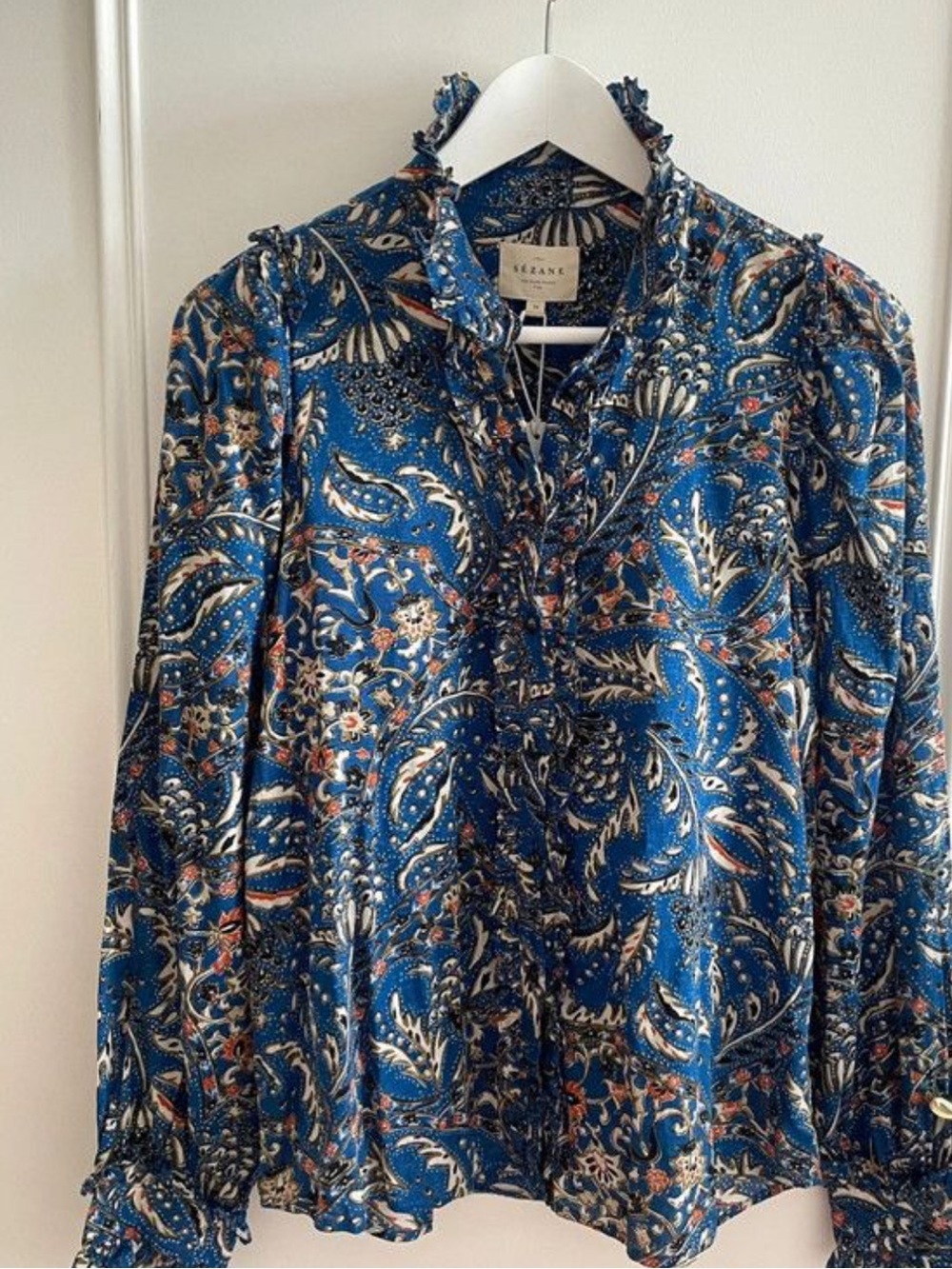 Sezane cotton Mackenzie shirt in western ranch print nwot size 36 - Picture 4 of 6